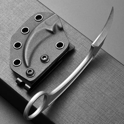 Ccanku C1102 Fixed Blade Knife, D2 Blade Stainless Steel Handle Claw Knife with K Sheath for Outdoor EDC Hunting Survival (Silver)