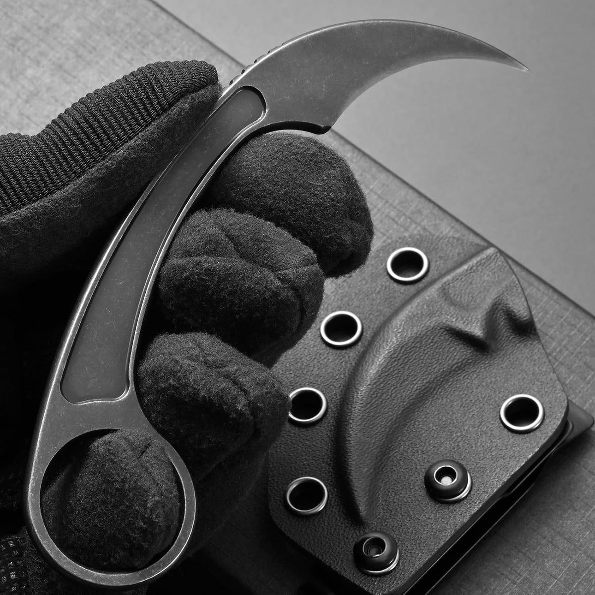 Ccanku C1102 Fixed Blade Knife, D2 Blade Stainless Steel Handle Claw Knife with K Sheath for Outdoor EDC Hunting Survival (Silver)