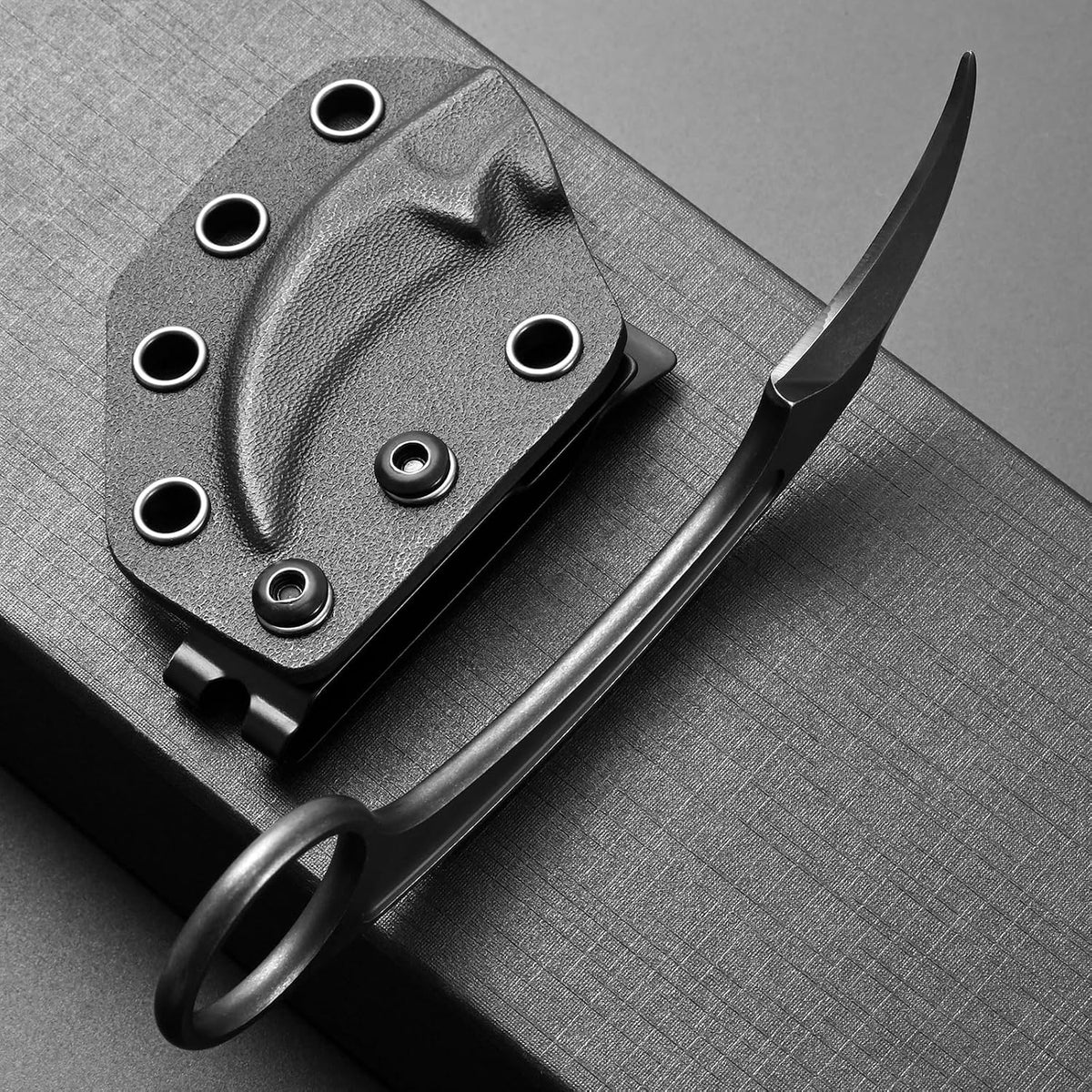 Ccanku C1102 Fixed Blade Knife, D2 Blade Stainless Steel Handle Claw Knife with K Sheath for Outdoor EDC Hunting Survival (Silver)