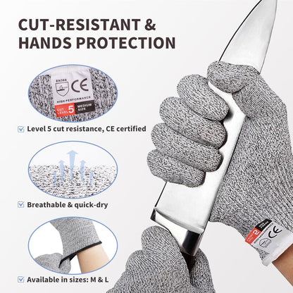 2PCS Oyster Shucking Knife + 4PCS A5 Cut-Resistant Gloves(2M+2L),8" Oyster Knife With Extended Ergonomic Handle,Stainless Steel Oyster Shucker Tool Oyster Opener Tool Oyster Shucking Kit