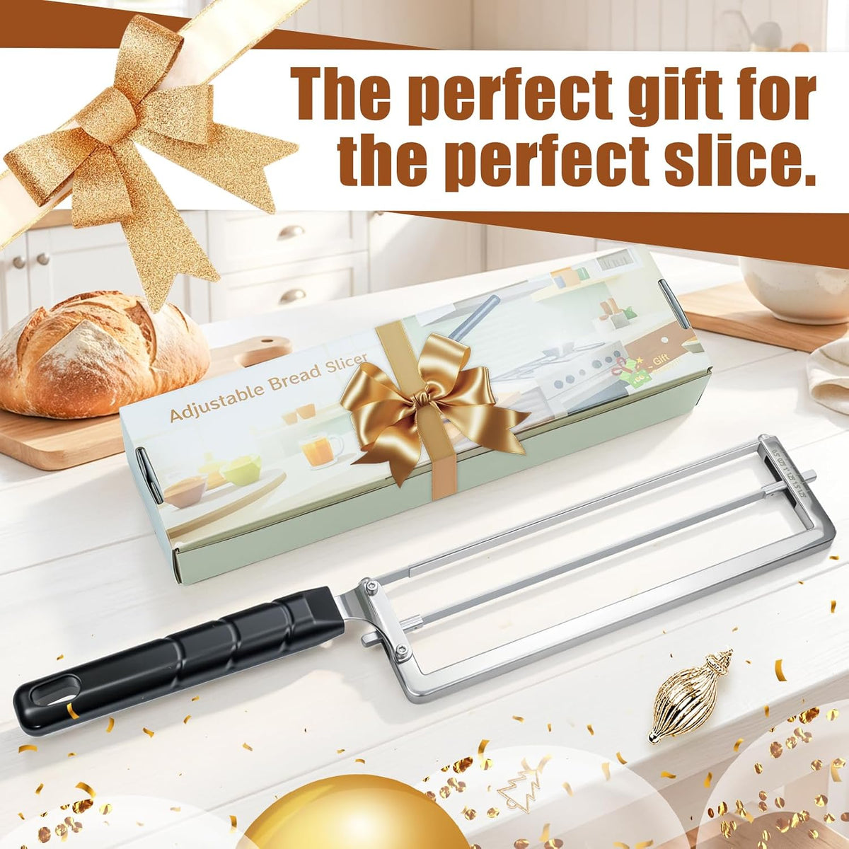 Adjustable Bread Slicer for Homemade Bread,Bread Knife With Slicing Guide