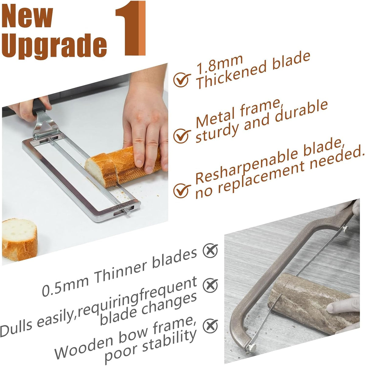 Adjustable Bread Slicer for Homemade Bread,Bread Knife With Slicing Guide