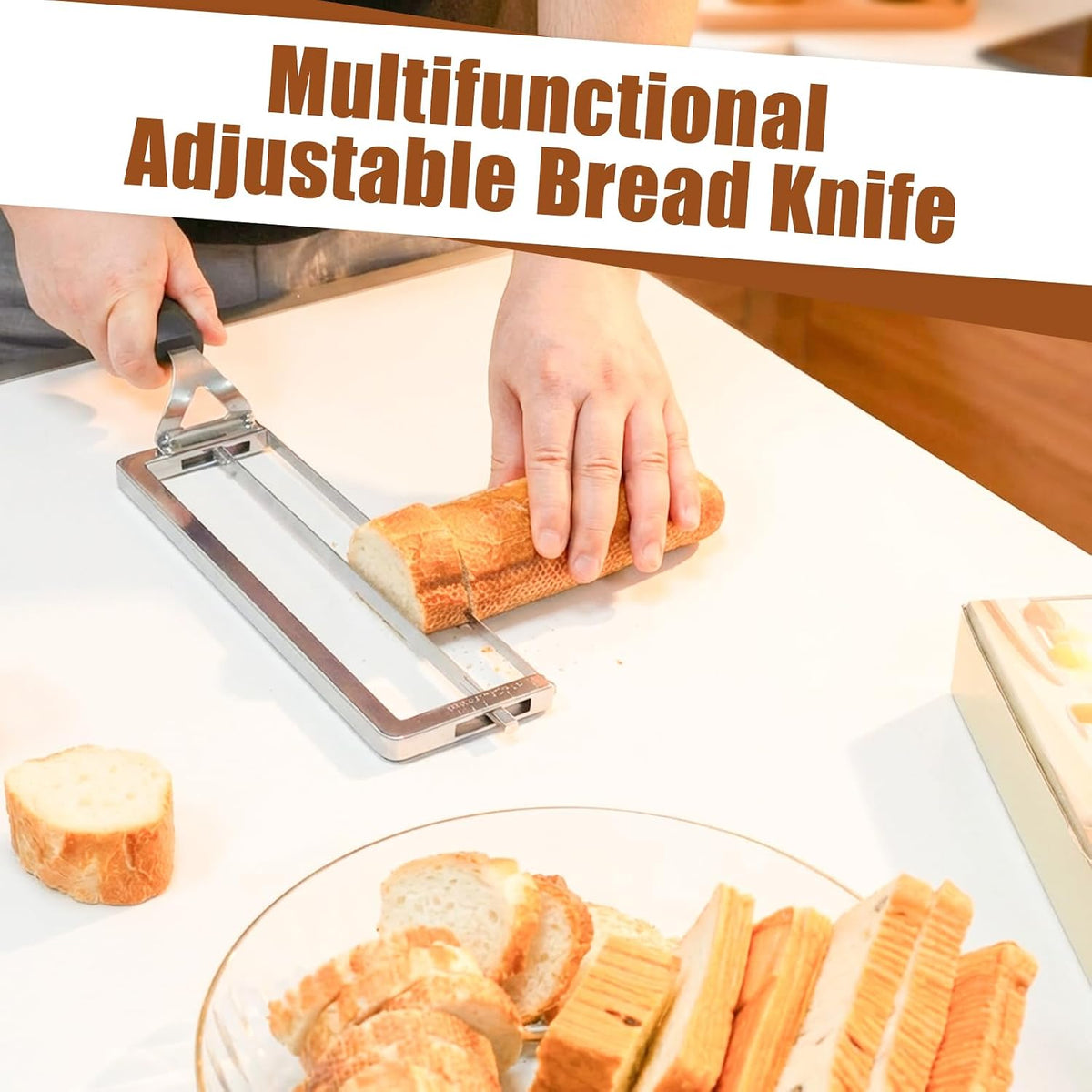 Adjustable Bread Slicer for Homemade Bread,Bread Knife With Slicing Guide