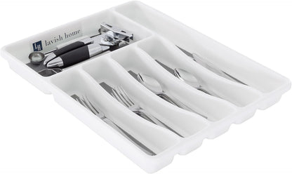 Silverware Drawer Organizer with 6 Sections and Nonslip Tray - For Kitchen Flatware and Cutlery, Office Supplies, and Makeup Products by Lavish Home