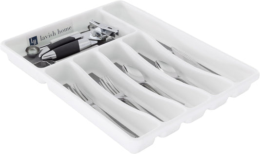 Silverware Drawer Organizer with 6 Sections and Nonslip Tray - For Kitchen Flatware and Cutlery, Office Supplies, and Makeup Products by Lavish Home