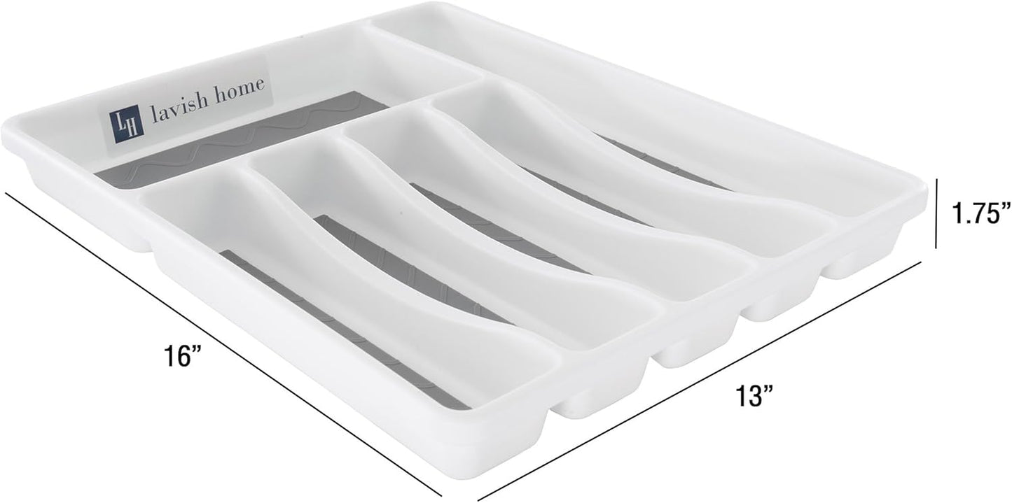 Silverware Drawer Organizer with 6 Sections and Nonslip Tray - For Kitchen Flatware and Cutlery, Office Supplies, and Makeup Products by Lavish Home