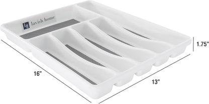 Silverware Drawer Organizer with 6 Sections and Nonslip Tray - For Kitchen Flatware and Cutlery, Office Supplies, and Makeup Products by Lavish Home