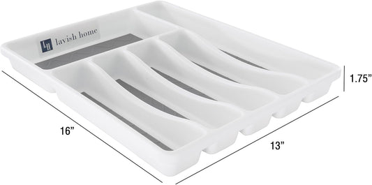 Silverware Drawer Organizer with 6 Sections and Nonslip Tray - For Kitchen Flatware and Cutlery, Office Supplies, and Makeup Products by Lavish Home