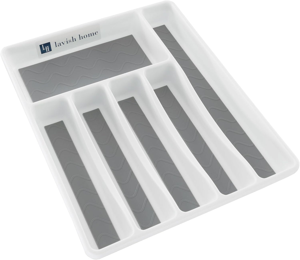 Silverware Drawer Organizer with 6 Sections and Nonslip Tray - For Kitchen Flatware and Cutlery, Office Supplies, and Makeup Products by Lavish Home