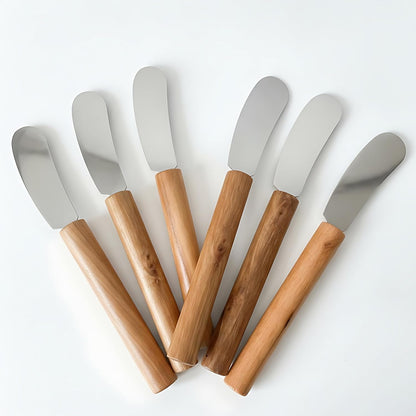 Butter Knives Set of 6, Wood Handle, Durable Stainless Steel Blade, Butter Knife for Smooth Spreading Butter Cream Cheese Jam, Ideal for Bagels, Sandwiches, Butter Knife Spreader 7 Inches