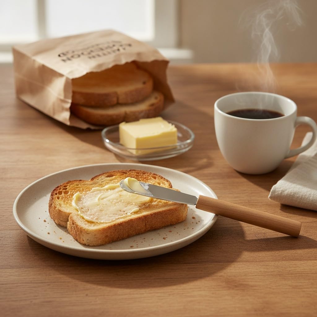 Butter Knives Set of 6, Wood Handle, Durable Stainless Steel Blade, Butter Knife for Smooth Spreading Butter Cream Cheese Jam, Ideal for Bagels, Sandwiches, Butter Knife Spreader 7 Inches