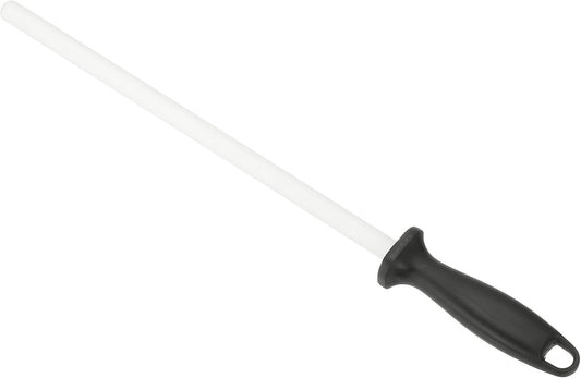 12 Inch Ceramic Knife Sharpener Honing Rod, High Hardness Sharpening Rod Knife Sharpener Steel for Kitchen Knife White