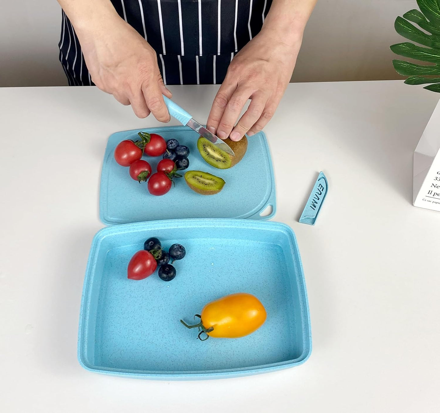 5-in-1 Cutting Board, Knife, Peeler, Scissors and Tray Set/Travel, Camping, Outdoor, Dorms, Small Cutting Boards, BPA Free, Dishwasher Safe, Kitchen Utensils, Gift