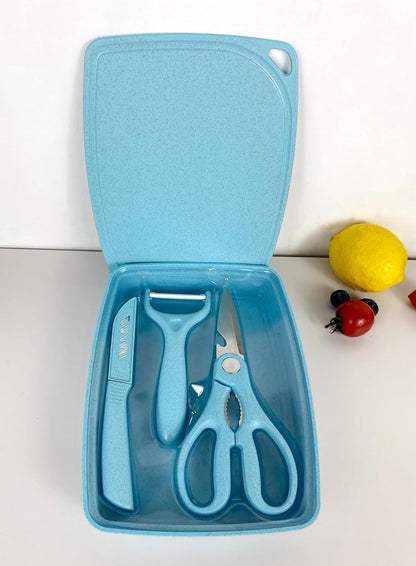 5-in-1 Cutting Board, Knife, Peeler, Scissors and Tray Set/Travel, Camping, Outdoor, Dorms, Small Cutting Boards, BPA Free, Dishwasher Safe, Kitchen Utensils, Gift