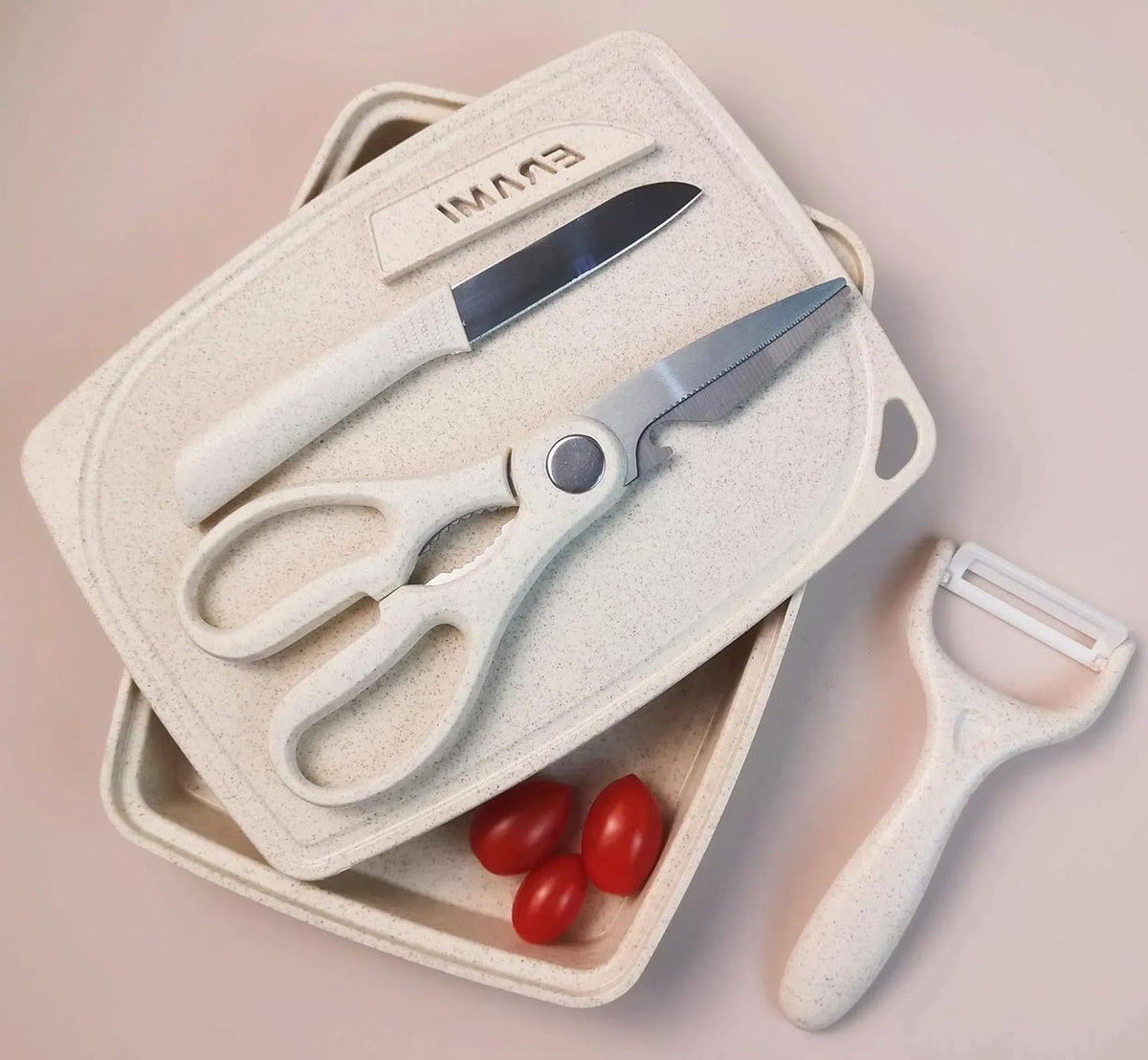 5-in-1 Cutting Board, Knife, Peeler, Scissors and Tray Set/Travel, Camping, Outdoor, Dorms, Small Cutting Boards, BPA Free, Dishwasher Safe, Kitchen Utensils, Gift