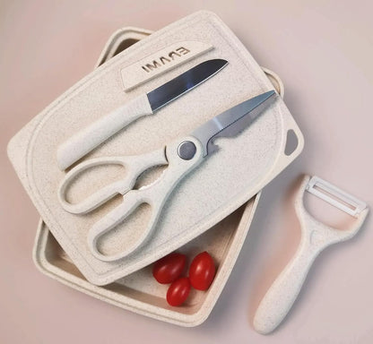 5-in-1 Cutting Board, Knife, Peeler, Scissors and Tray Set/Travel, Camping, Outdoor, Dorms, Small Cutting Boards, BPA Free, Dishwasher Safe, Kitchen Utensils, Gift