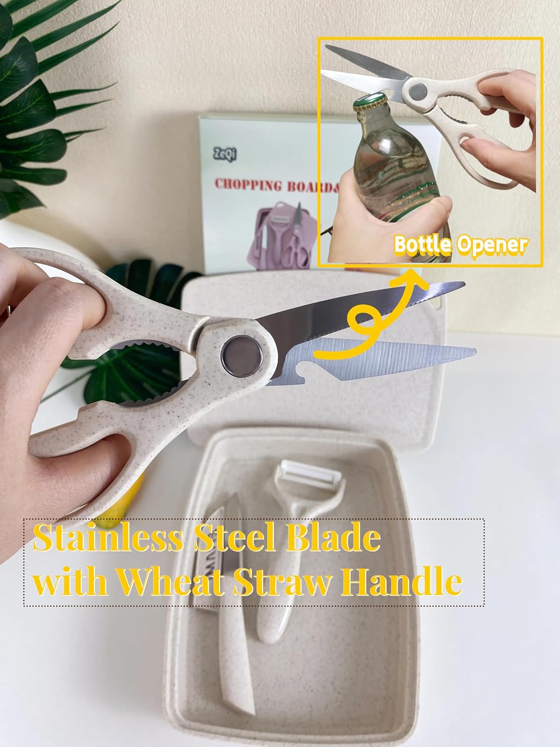 5-in-1 Cutting Board, Knife, Peeler, Scissors and Tray Set/Travel, Camping, Outdoor, Dorms, Small Cutting Boards, BPA Free, Dishwasher Safe, Kitchen Utensils, Gift
