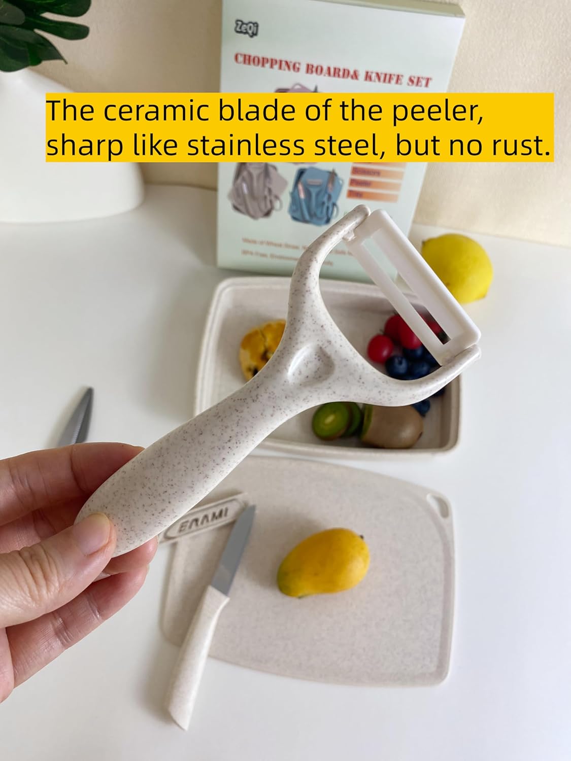 5-in-1 Cutting Board, Knife, Peeler, Scissors and Tray Set/Travel, Camping, Outdoor, Dorms, Small Cutting Boards, BPA Free, Dishwasher Safe, Kitchen Utensils, Gift