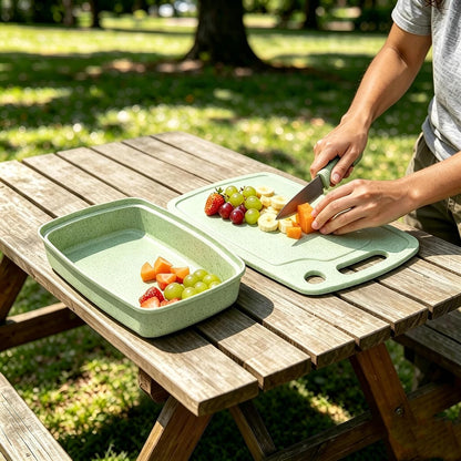 5-in-1 Cutting Board, Knife, Peeler, Scissors and Tray Set/Travel, Camping, Outdoor, Dorms, Small Cutting Boards, BPA Free, Dishwasher Safe, Kitchen Utensils, Gift