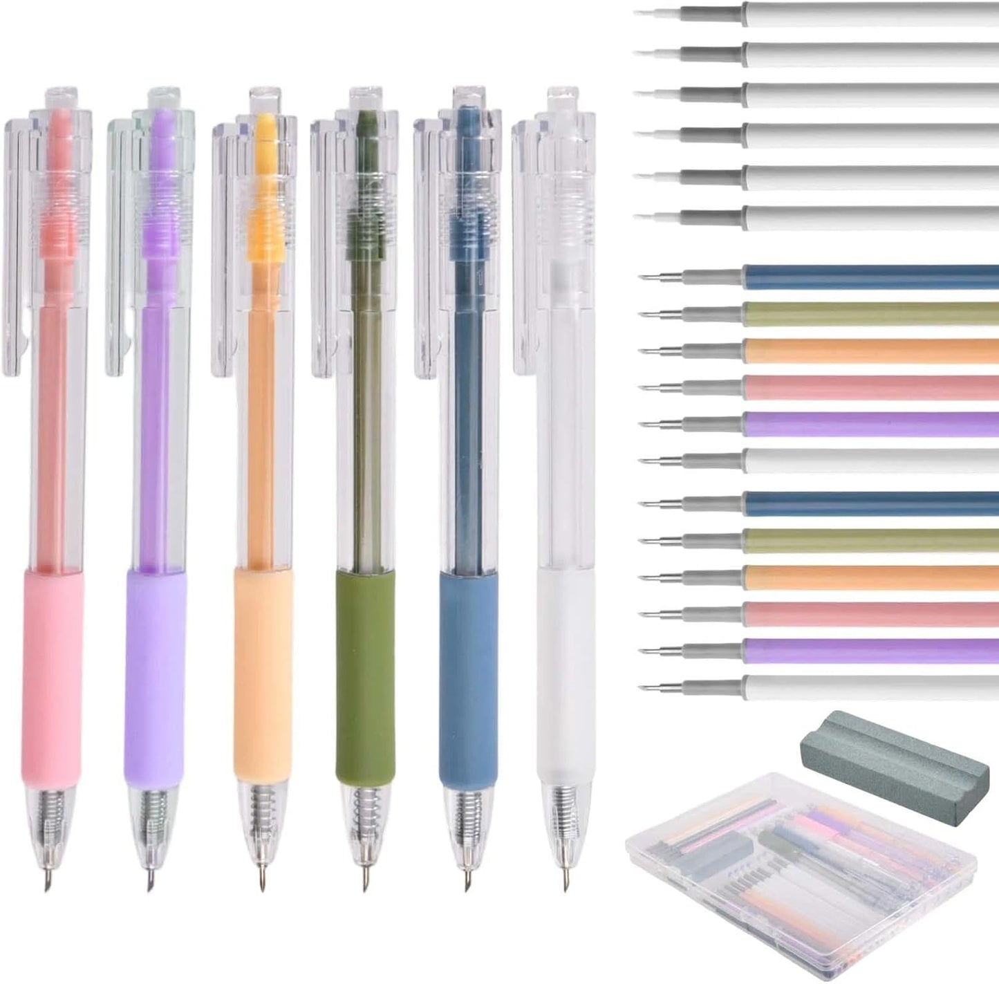 25Pcs Craft Paper Cutter Pen Carving Tools, Retractable Knife Pen | With Oilstone, Tungsten Steel and Ceramic Cutter Head Refills, Storage Box, For DIY Kit, Scrapbooking, Drawing, Crafting