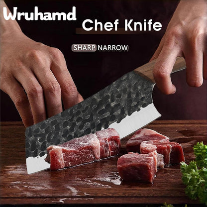 2 PCS Hand Forged Cleaver Knife Set Sharp Vegetable Meat Chopper