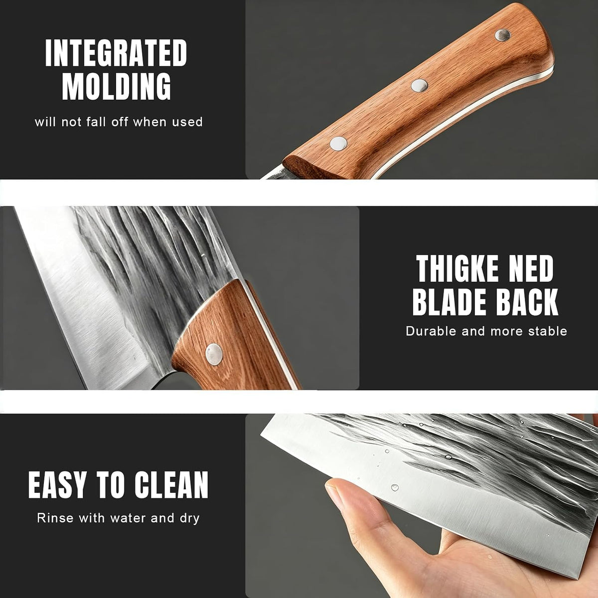 2 PCS Hand Forged Cleaver Knife Set Sharp Vegetable Meat Chopper
