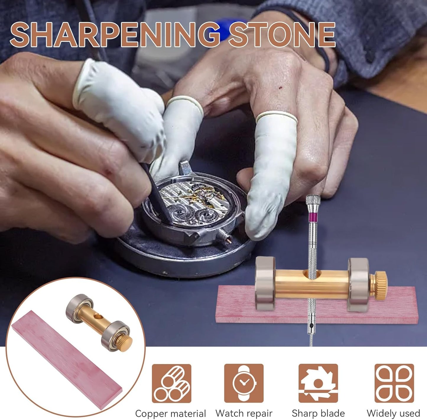 BenchStone Sharpening Stone 3000 Grit Sharpener Repair Tool Set Whetstone Bench Stone with Adjustable Screwdriver Sharpening Guide Grinding Tool for Watchmaker Screwdrivers