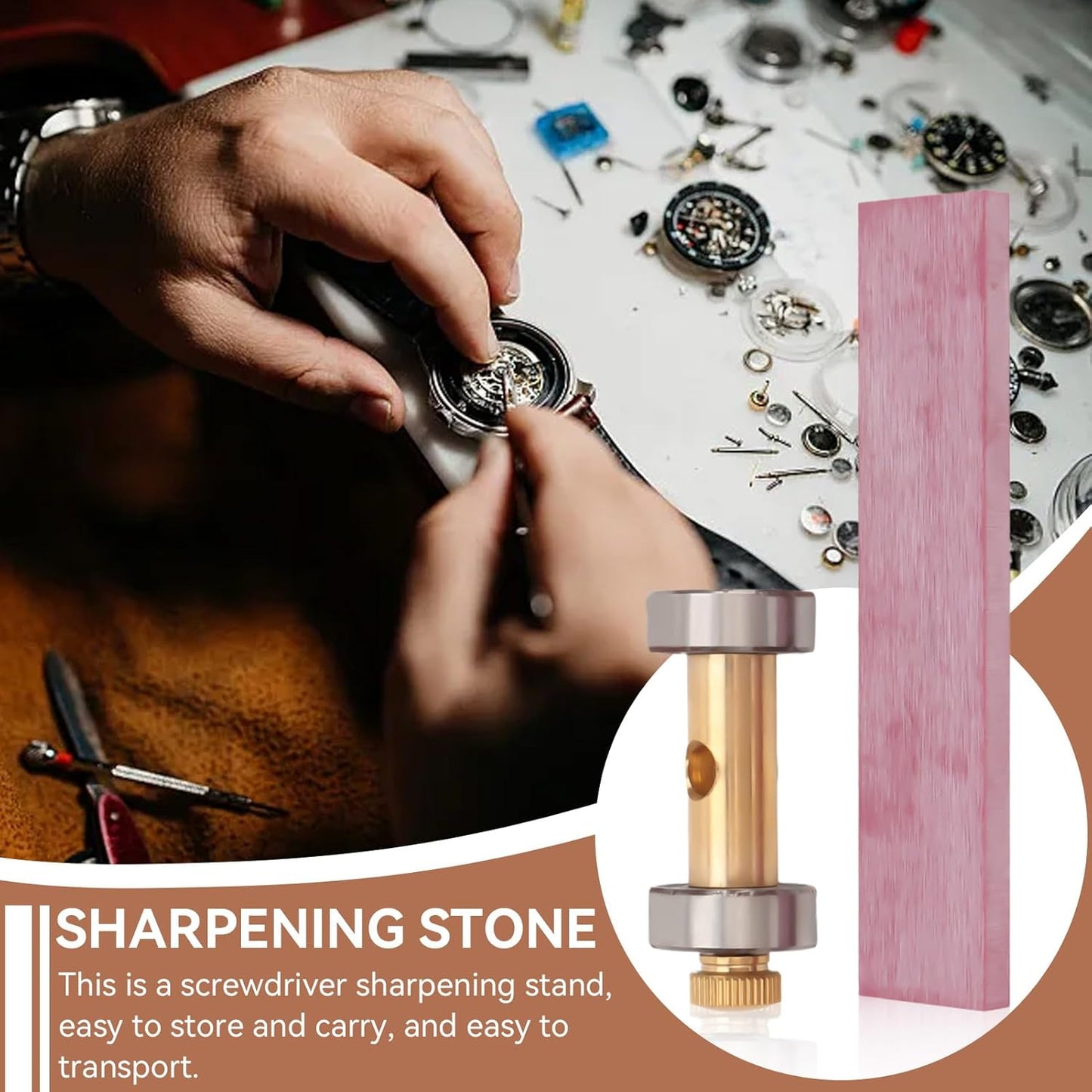 BenchStone Sharpening Stone 3000 Grit Sharpener Repair Tool Set Whetstone Bench Stone with Adjustable Screwdriver Sharpening Guide Grinding Tool for Watchmaker Screwdrivers