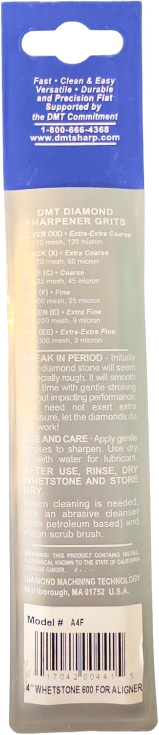 DMT A4F Whetstone Knife Sharpener and Diamond Sharpening Stone for Use with Aligner, 4 Inches, Fine Grit