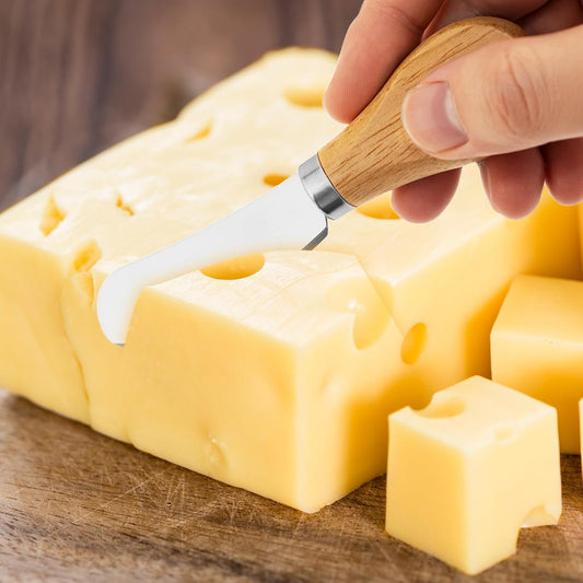 6 Pcs - Cheese Knife Set with Wooden Handle, Stainless Steel Butter Spreader for Charcuterie, Sandwiches, Dips, and Appetizers - Gift Set for Cheese Lovers