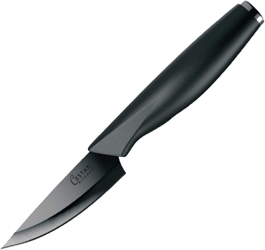Ceramic Advanced Revolution 3 Inch Paring Knife with Sheath | Charcuterie Board Accessories, Black Mirror Finish Razor Sharp Blade , Never Needs Sharpening;
