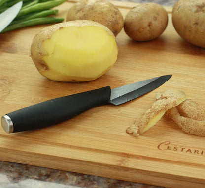 Ceramic Advanced Revolution 3 Inch Paring Knife with Sheath | Charcuterie Board Accessories, Black Mirror Finish Razor Sharp Blade , Never Needs Sharpening;