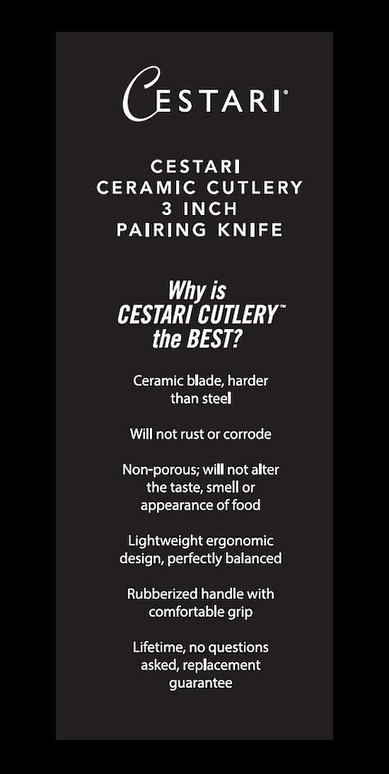 Ceramic Advanced Revolution 3 Inch Paring Knife with Sheath | Charcuterie Board Accessories, Black Mirror Finish Razor Sharp Blade , Never Needs Sharpening;