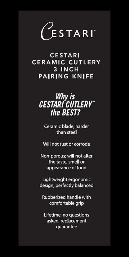 Ceramic Advanced Revolution 3 Inch Paring Knife with Sheath | Charcuterie Board Accessories, Black Mirror Finish Razor Sharp Blade , Never Needs Sharpening;