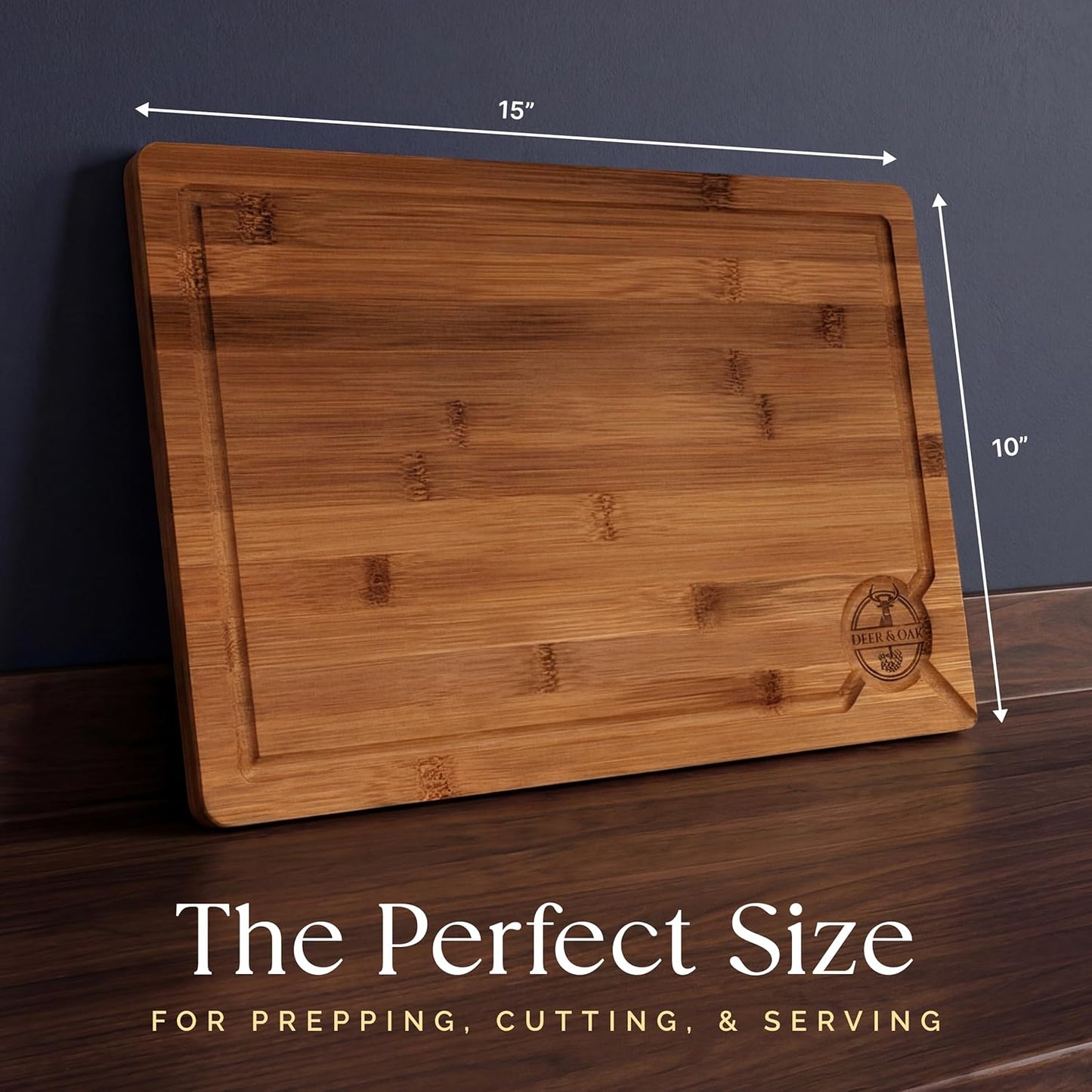 Pre-Oiled, Non Toxic 3-Piece Carbonized Bamboo Cutting Board Set, Eco-Friendly Wooden Chopping Boards for Kitchen with Hanging Hole, 500°F Carbonized Technology Charcuterie Serving Boards