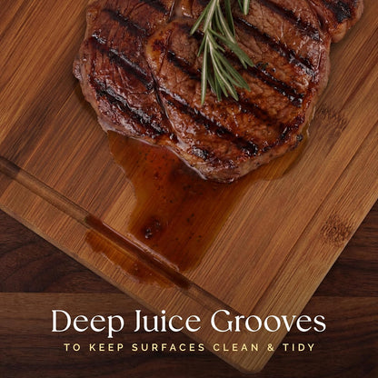 Pre-Oiled, Non Toxic 3-Piece Carbonized Bamboo Cutting Board Set, Eco-Friendly Wooden Chopping Boards for Kitchen with Hanging Hole, 500°F Carbonized Technology Charcuterie Serving Boards