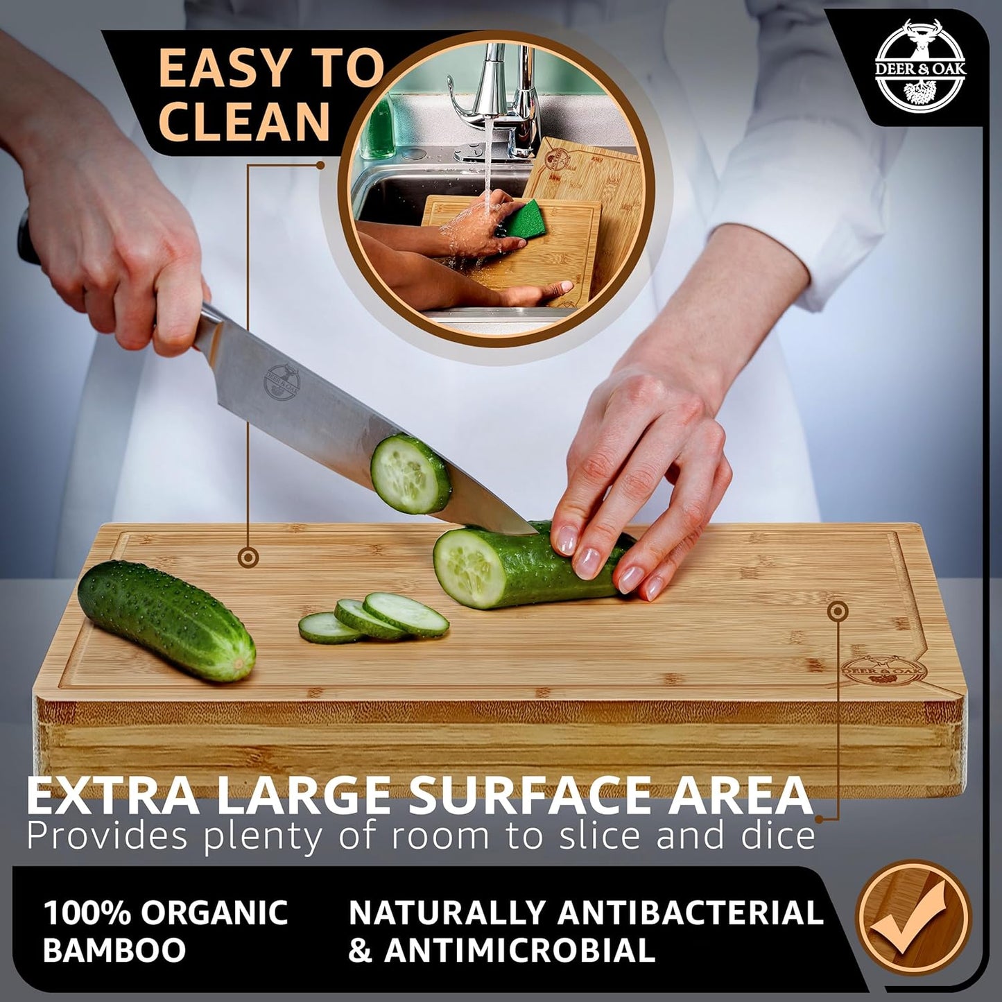 Pre-Oiled, Non Toxic 3-Piece Carbonized Bamboo Cutting Board Set, Eco-Friendly Wooden Chopping Boards for Kitchen with Hanging Hole, 500°F Carbonized Technology Charcuterie Serving Boards