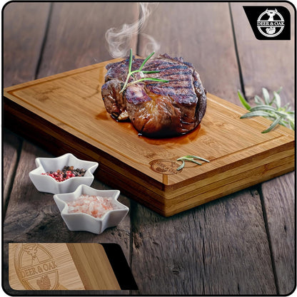 Pre-Oiled, Non Toxic 3-Piece Carbonized Bamboo Cutting Board Set, Eco-Friendly Wooden Chopping Boards for Kitchen with Hanging Hole, 500°F Carbonized Technology Charcuterie Serving Boards