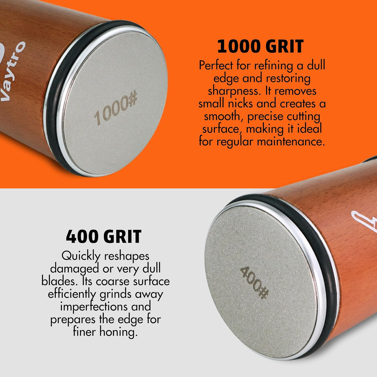 Rolling Knife Sharpener Kit – Manual Kitchen Knife Sharpening Stone System with #400 & #1000 Grit, Diamond Sharpening Tool, 15°/20° Guides & Leather Strop