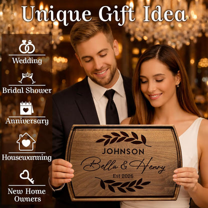 Personalized Cutting Board, Custom Engraved Wood Charcuterie Board - Unique Gift Idea for Wedding, Engagement, Bridal Shower, Anniversary & Housewarming - For Couples, Parents & Family
