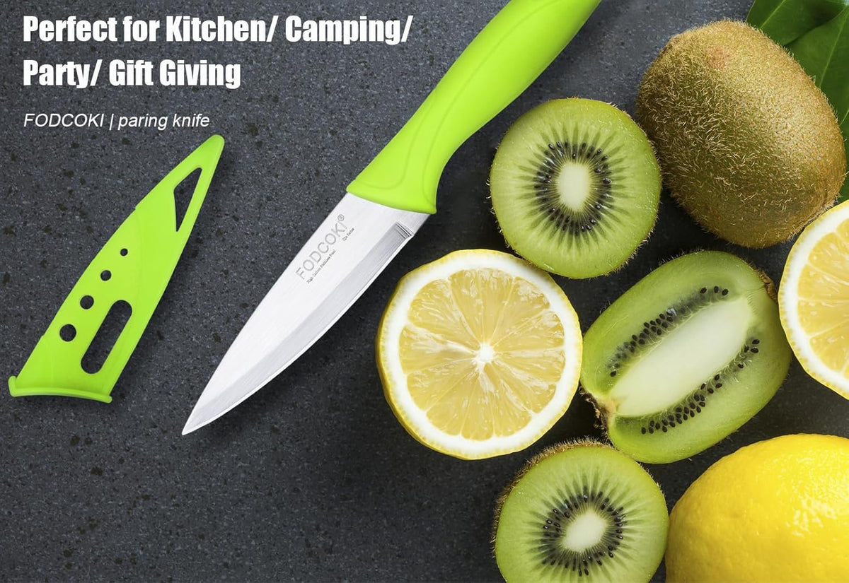 Paring Knife, 4 inch Fruit Paring Knives Set of 4 with Cover Sheath, Small Kitchen Sharp Peeling Cutting for Vegetable Stainless Steel