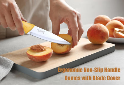 Paring Knife, 4 inch Fruit Paring Knives Set of 4 with Cover Sheath, Small Kitchen Sharp Peeling Cutting for Vegetable Stainless Steel