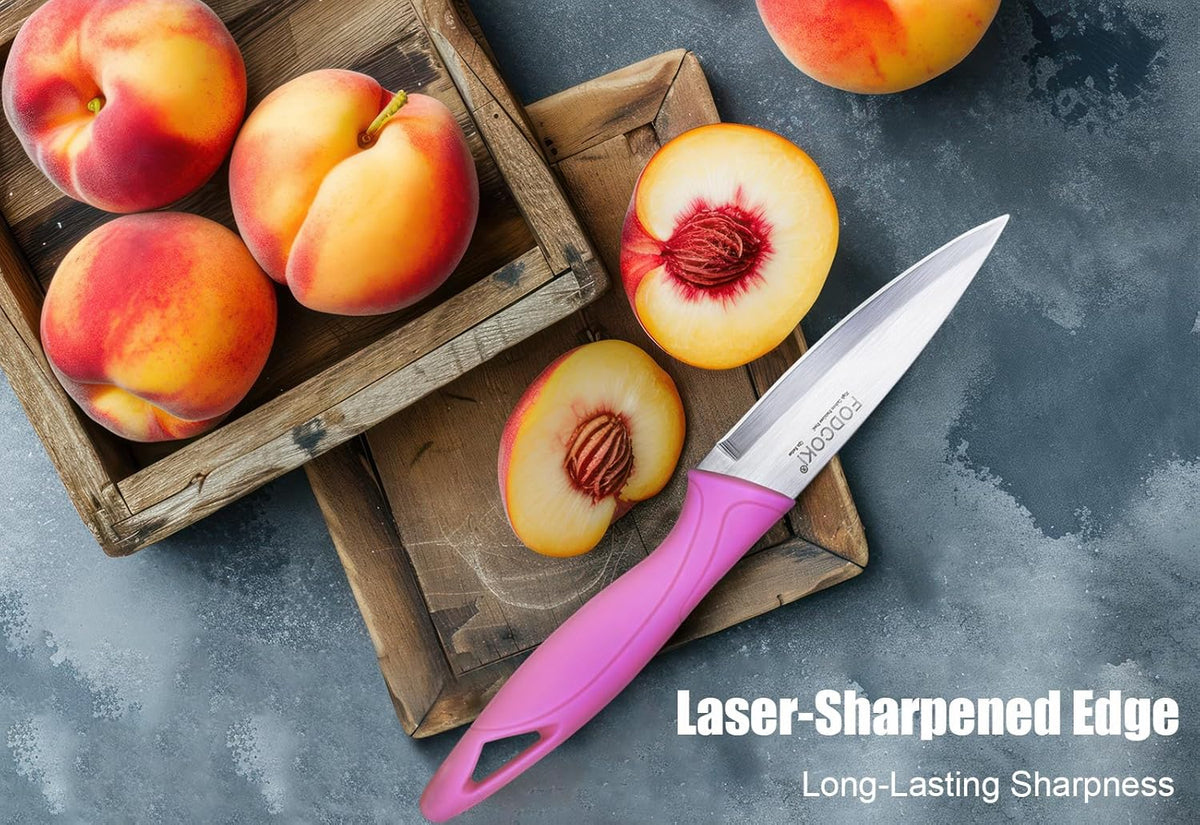Paring Knife, 4 inch Fruit Paring Knives Set of 4 with Cover Sheath, Small Kitchen Sharp Peeling Cutting for Vegetable Stainless Steel