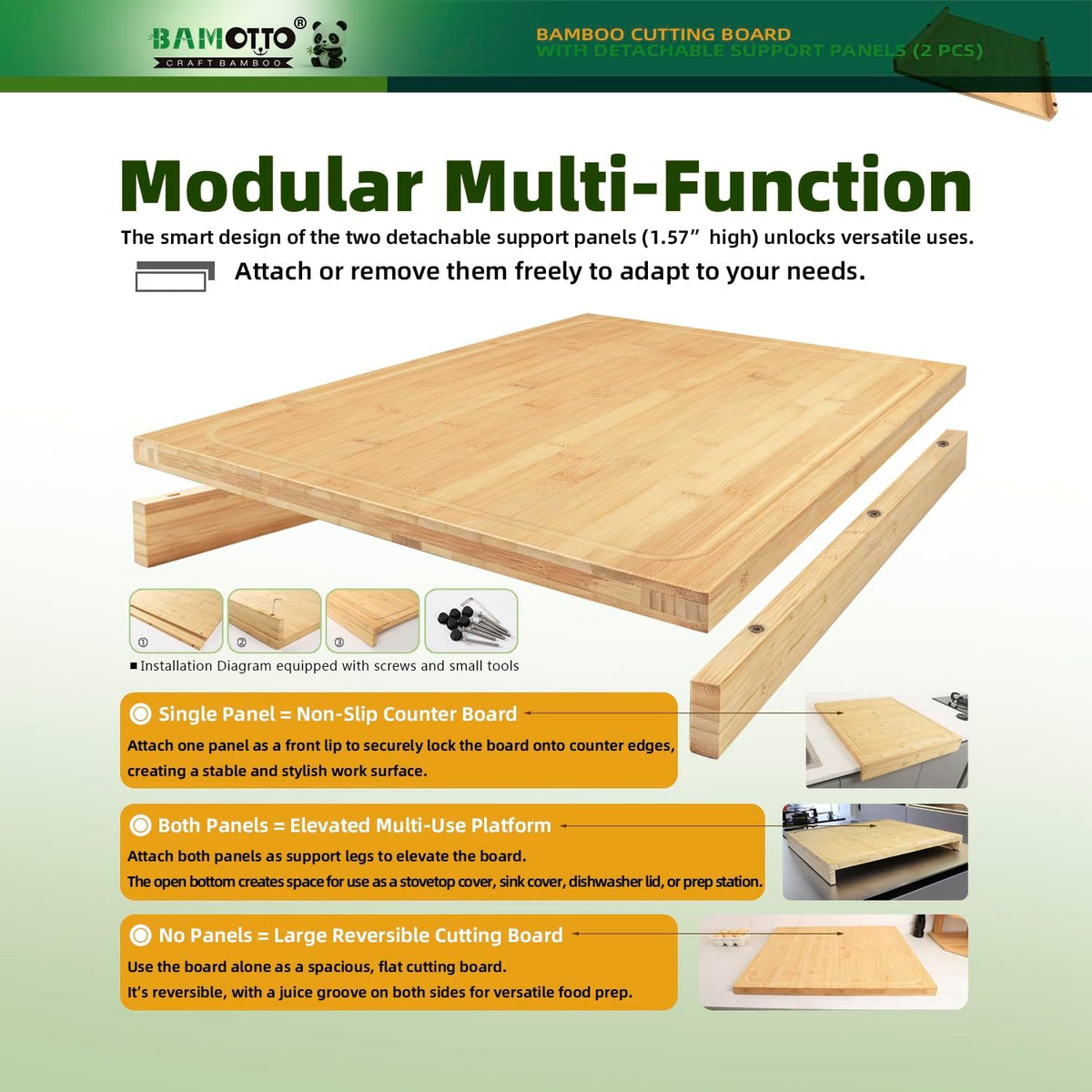 18.1x21.3 Inch Large Bamboo Cutting Board
