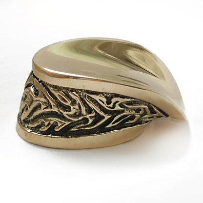 Set Knife Finger Guard Bolster & Pommel for Knives Making Handle FLAME | DIY Hand-Casted Metal Custom Hunting Knives Supplies Accessoriess. Made in Solid Bronze. Powered