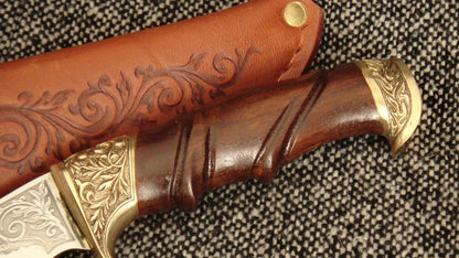 Set Knife Finger Guard Bolster & Pommel for Knives Making Handle FLAME | DIY Hand-Casted Metal Custom Hunting Knives Supplies Accessoriess. Made in Solid Bronze. Powered