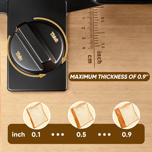 Brvclon Manual Bread Slicer Adjustable Thickness, Hand Crank Bread Slicer for Homemade Sourdough Bread with Scale Line & Suction Cup & Metal Guide,Quality Solid Wood Base & Gift-Level Packaging