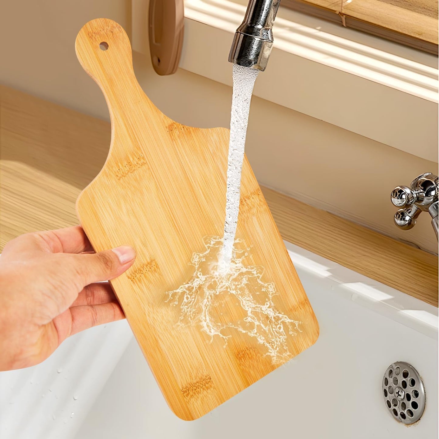 12 Pcs Bamboo Cutting Board Bulk 11x5 Inch Charcuterie Boards with Handle Wood Engraving Serving Board Kitchen Chopping Boards Crafts for Pizza, Bread, Cheese, Charcuterie, Fruit, Vegetables