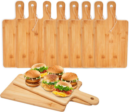12 Pcs Bamboo Cutting Board Bulk 11x5 Inch Charcuterie Boards with Handle Wood Engraving Serving Board Kitchen Chopping Boards Crafts for Pizza, Bread, Cheese, Charcuterie, Fruit, Vegetables