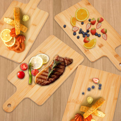 12 Pcs Bamboo Cutting Board Bulk 11x5 Inch Charcuterie Boards with Handle Wood Engraving Serving Board Kitchen Chopping Boards Crafts for Pizza, Bread, Cheese, Charcuterie, Fruit, Vegetables